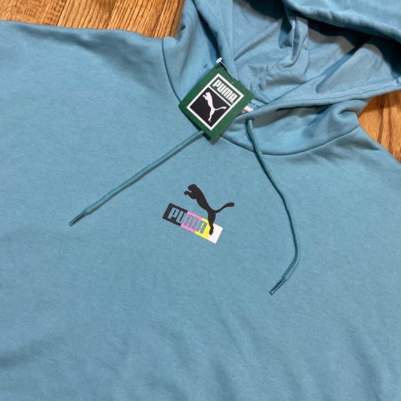 PUMA Brand Love Multiplacement Hoodie Porcelain Blue Men’s Sz L New! - Picture 6 of 9